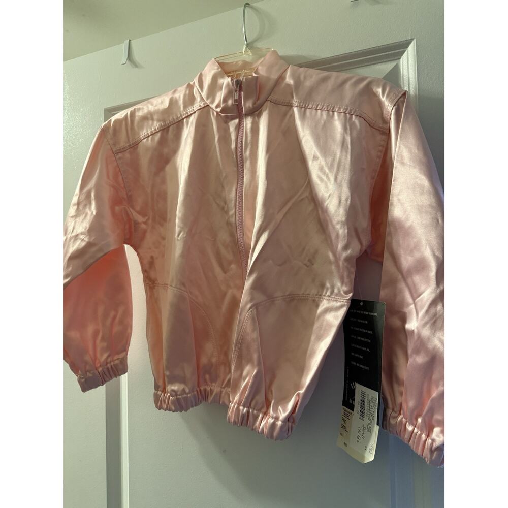 Capezio Girls Pink Satin Bomber Jacket Child Small Dance Warm Up NWT